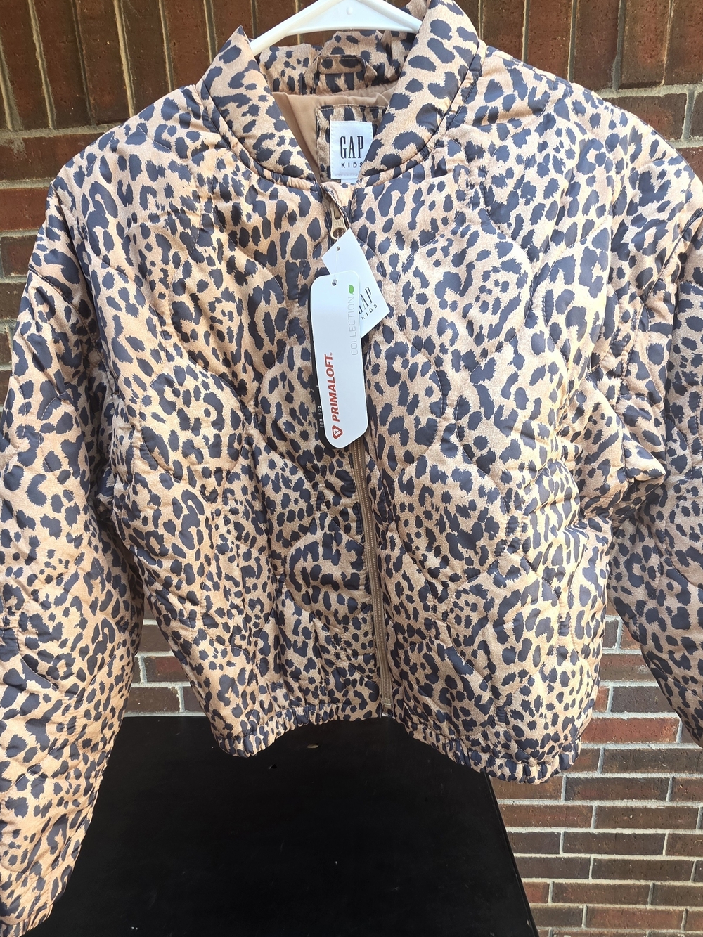 GAP Kids Leopard Print Puffer Jacket - Tan & Black